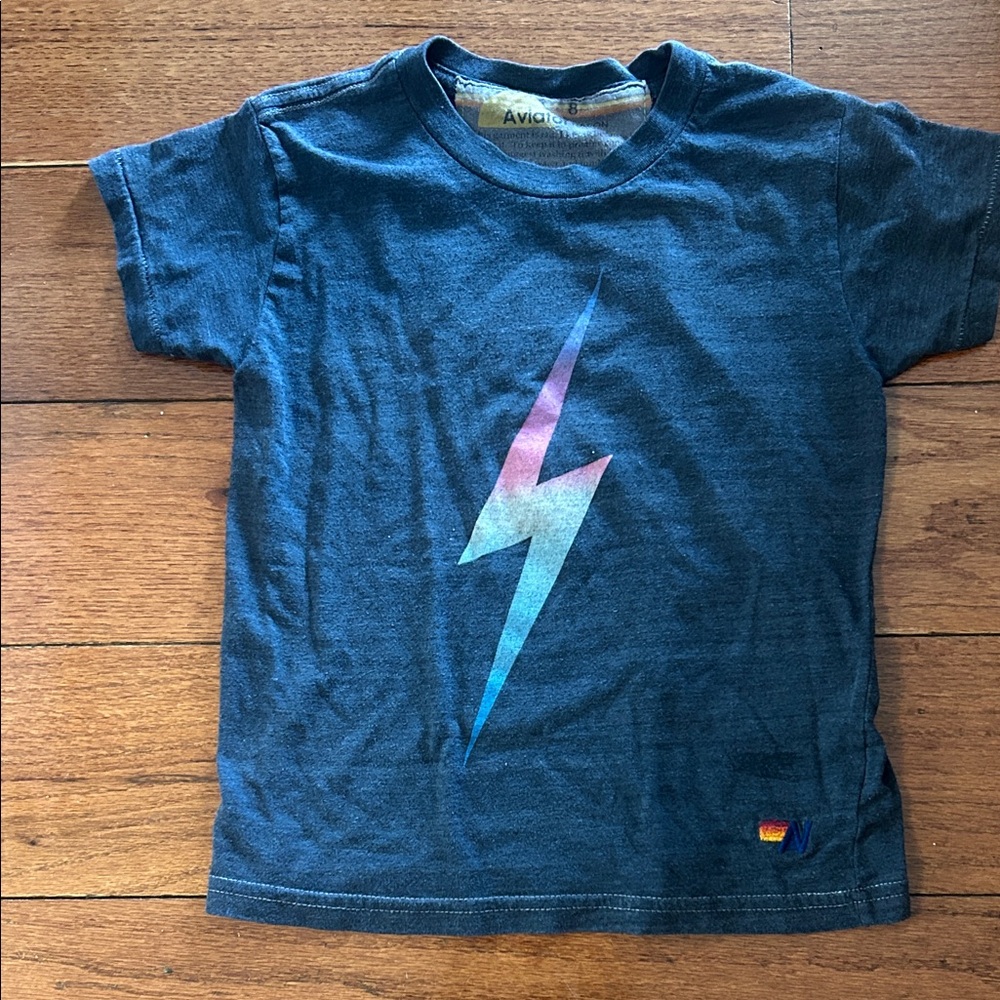 Aviator Nation Kids Tee with Multicolor Lightning Bolt